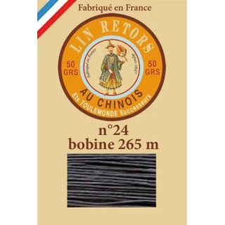 Fil lin glacé n° 24 bobine 174 - Gris très foncé
