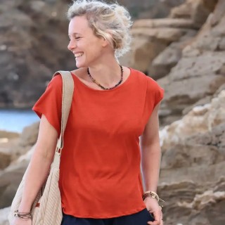 Tee-shirt Suzelle - lin/viscose terre de sienne - XS
