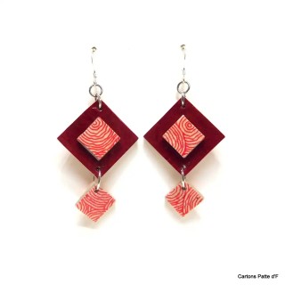 Boucles d'oreille en carton - Classiques - Rouge carmin/Rondorouge - Argent 925
