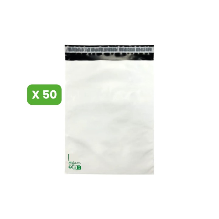 50 Enveloppes plastique opaques 80 microns N°3 - 295x370mm