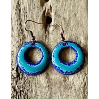 Boucles d'oreilles créoles en émail sur cuivre, fait main en France - émaux sur cuivre