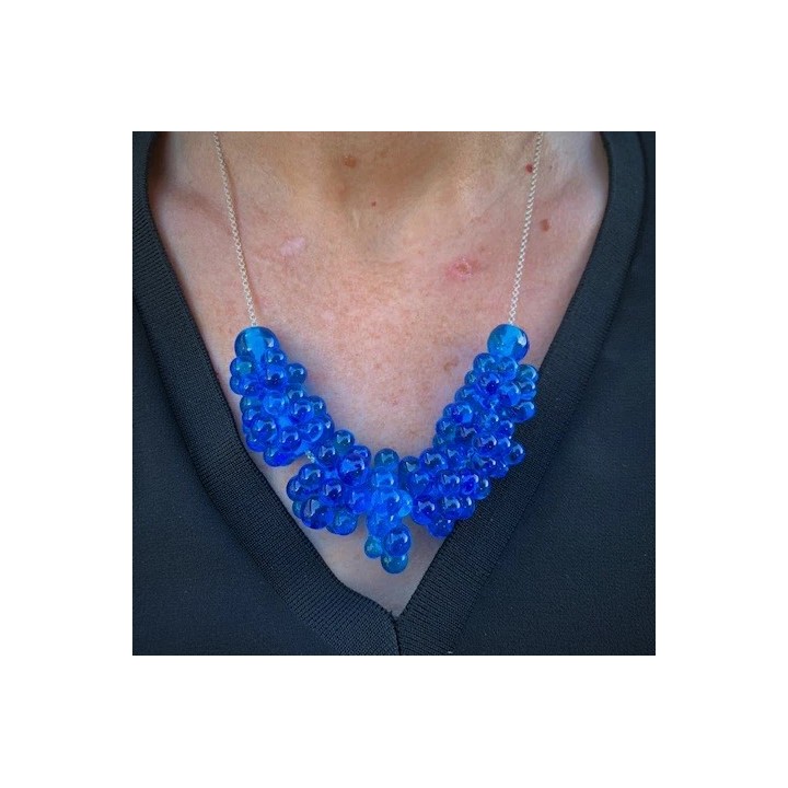 Collier perles de verre de Murano turquoise à bulles Neewsy