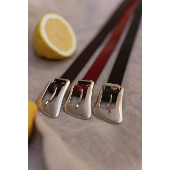 Elsa - Ceinture femme boucle bisotée fabriquée en France - Noir / 80