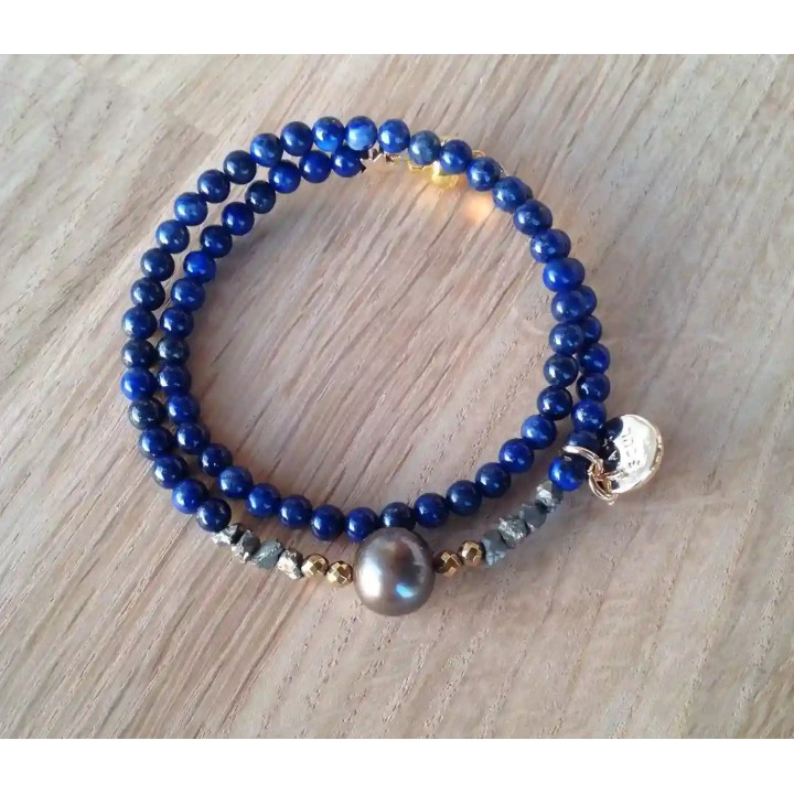 Lapis lazuli, pyrite, double tour.