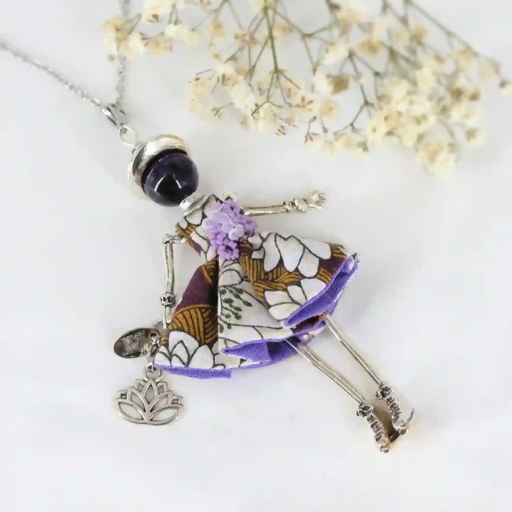 Pendentif amethyste argent | bijou créateur fantaisie