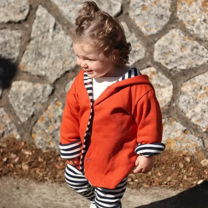 Gilet à capuche a rayures style marin