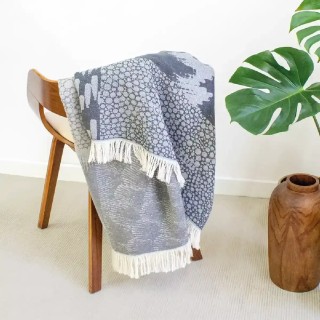 Plaid coton & autres fibres coloris gris smoke