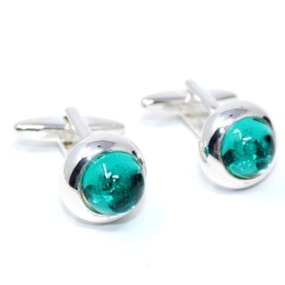 Boutons de Manchettes Murano sertis Lagon Vert