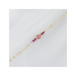 Bracelet chaine et perles rose tourmaline OLIVIA