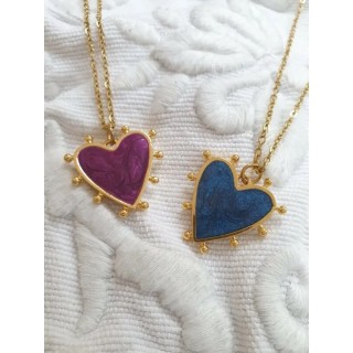 Chemin du coeur – collier coeur violet ou bleu