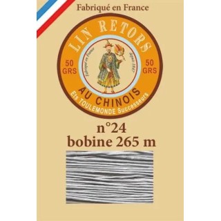 Fil lin glacé n° 24 bobine 115 - Gris clair