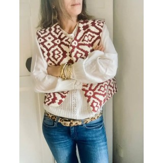 Gilet matelassé Gallia bordeaux - Bénédicte Hétroy Créations