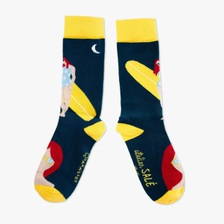 Atelier Salé | Paire de chaussettes "Surfer la nuit jaune"