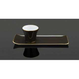 Tasses à Café en Porcelaine Modèle " Café des Délices " en bronze et or mat