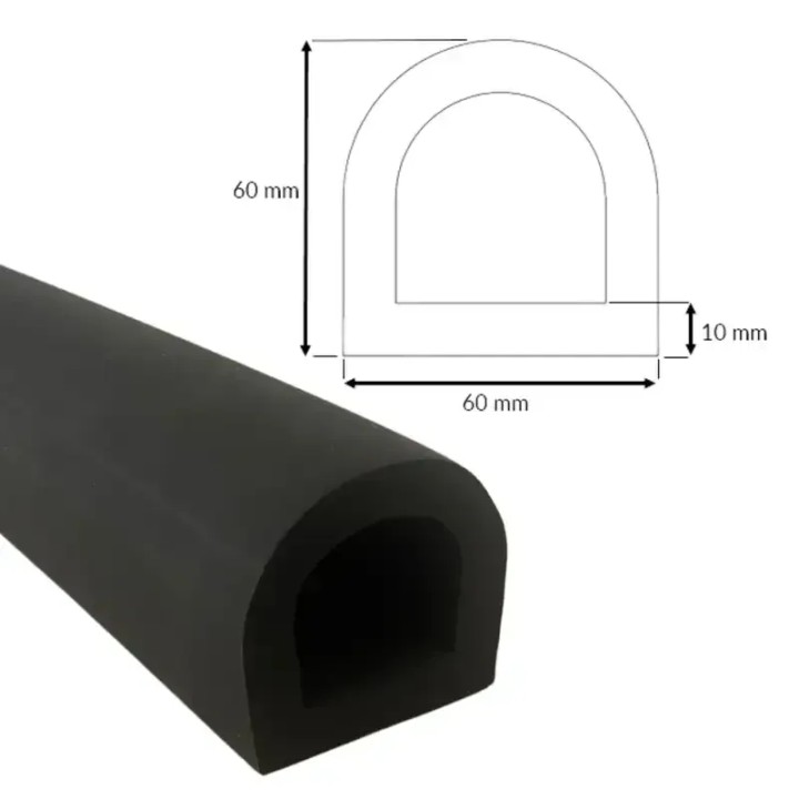 Butée linéaire en forme de "D" 60 x 60mm L.2500mm | Wattelez