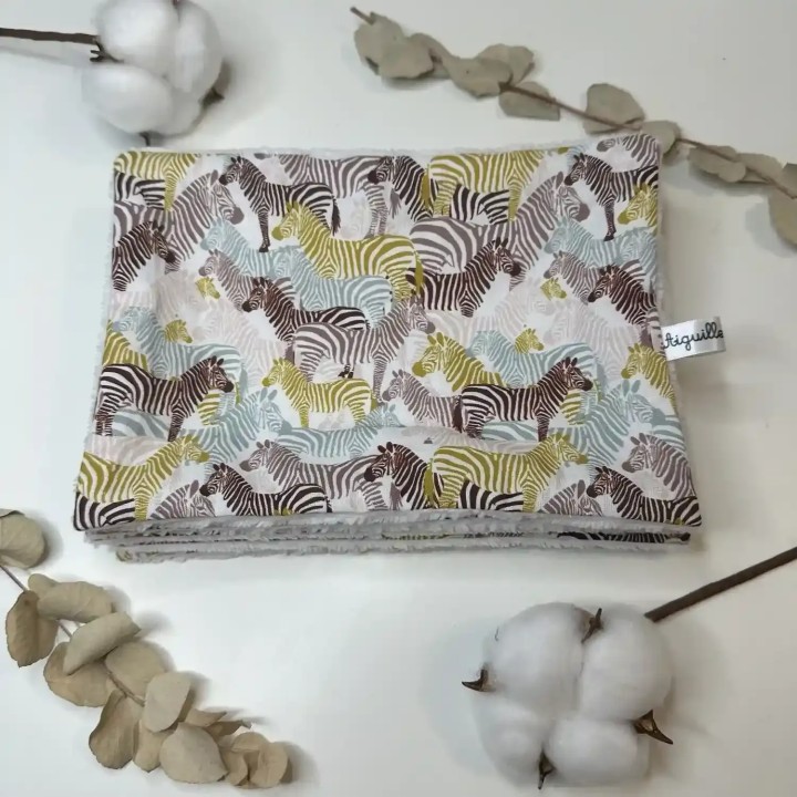 Lot de 5 grandes lingettes démaquillantes lavables zèbres - Aiguillez-moi