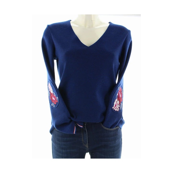 Pull marin Femme Fleurs de Kyoto Col V