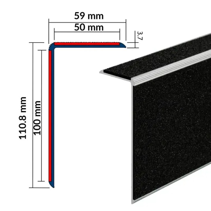 Nez de marche minéral avec contremarche NO5AM 3 M 59 X 110,8 MM PROOPLE | Wattelez