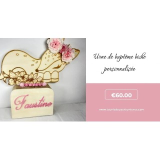 Urne de baptême biche personnalisée