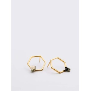 Boucles d'oreilles Solitaire 18 Pyrite Vermeil