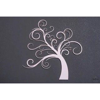 Sculpture murale bois coloré "Arbre aux branches tourbillonnantes"