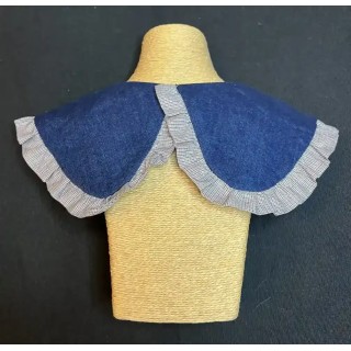 Col réversible upcyclé en denim et pied de poule - Claudette