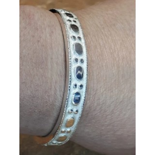 Bracelet fermé "décor gemmé" d'Orcival BLA35 fermé diamètre interieur 6.5cm -argent 925