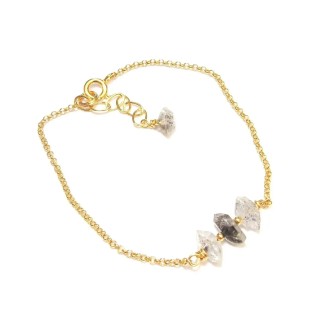 Bracelet Argent 925 Doré et Quartz Diamant