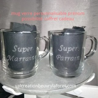 Mugs gravure Super Parrain Super Marraine personnalisable prénom,ref MUGSUPERPM-EPUISE