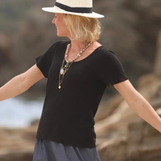 T-shirt Gabin lin/viscose noir - XS