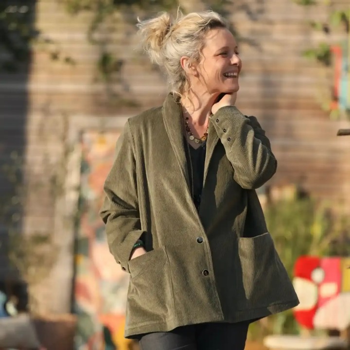 Veste Faustine - velours côtelé kaki - XS