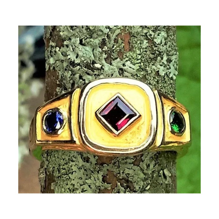 Bague du Rhin Or 18k- Rubis -saphir grenat vert -CPU67