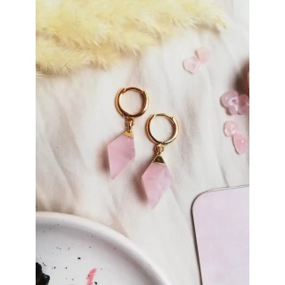 AMOUR - Minis boucles d'oreilles créoles quartz rose
