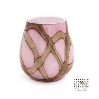 VASE OBLIQUE PINK FLAME H 22 en verre soufflé