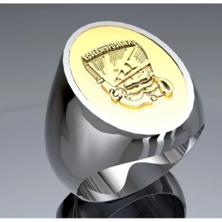 ECOLE DES FUSILIERS MARINS OVALE - Argent massif + Plateau or massif 18c- Marine Nationale