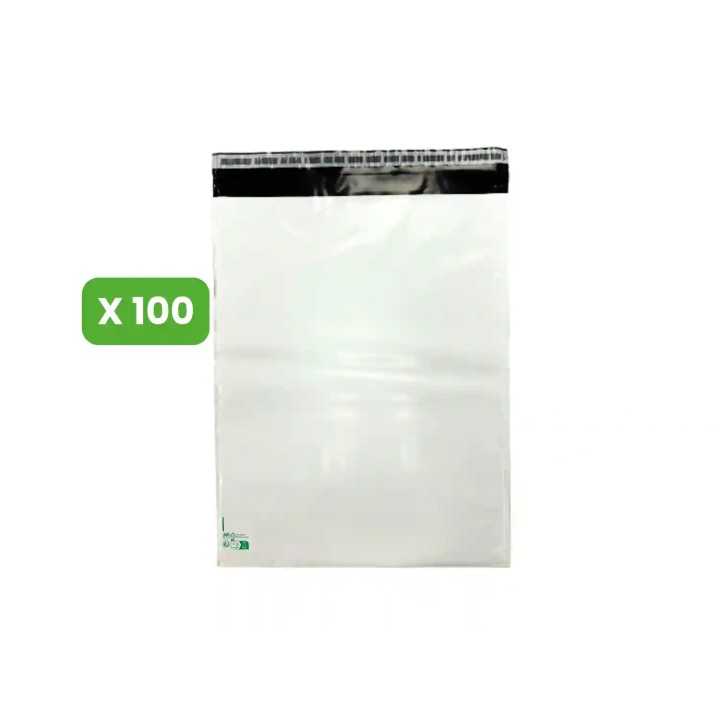 100 Enveloppes plastique opaques 80 microns N°5 - 415x520mm