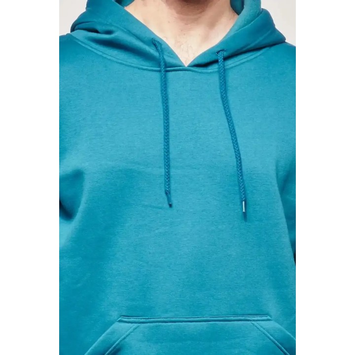 Sweat à capuche hoodie Homme made in France bleu-canard SAM
