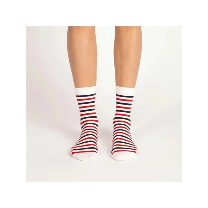 Chaussettes « Élysée rayures tricolores » – Label Chaussette