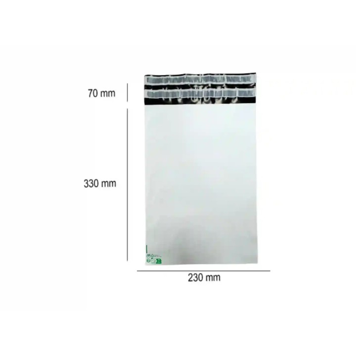 100 Enveloppes plastique Aller Retour 60 microns N°1 - 230x330mm