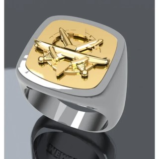 Sous mariniers commandant - Argent massif + Plateau Or massif 9 carats 375/1000eme - Marine Nationale