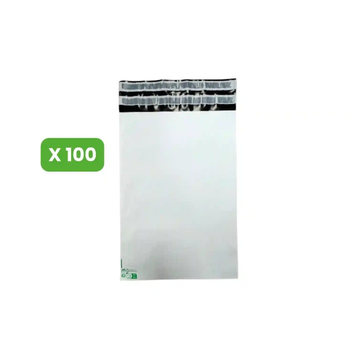 100 Enveloppes plastique Aller Retour 60 microns N°1 - 230x330mm