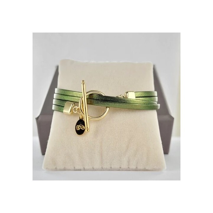 Bracelet Annah Cruz allure mini Labradorite plaqué or.