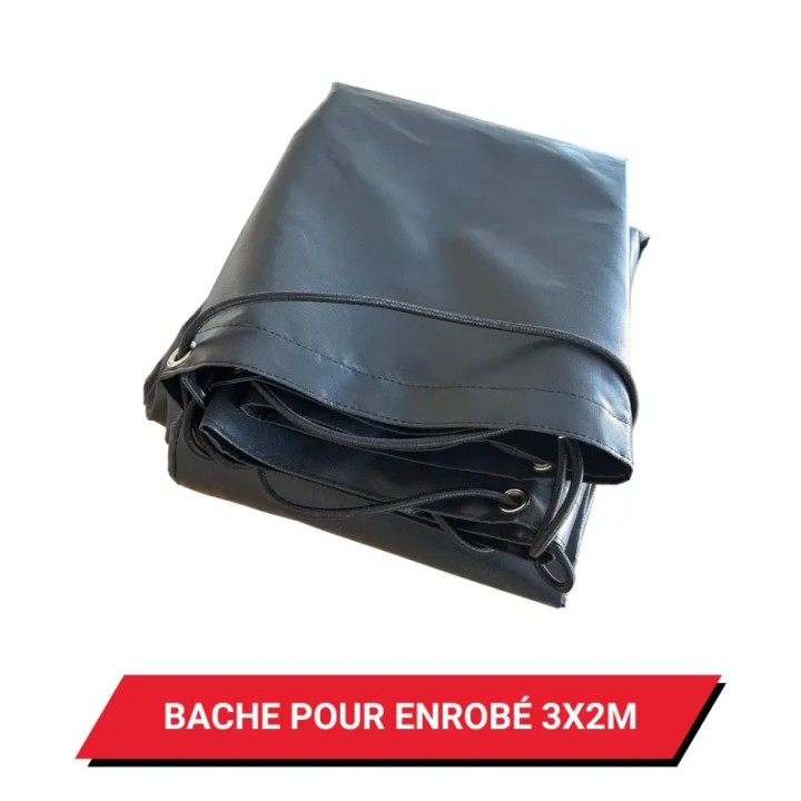 Bâche pour transport d'enrobé 370 g/m² noire - Dimensions 3 x 2 m
