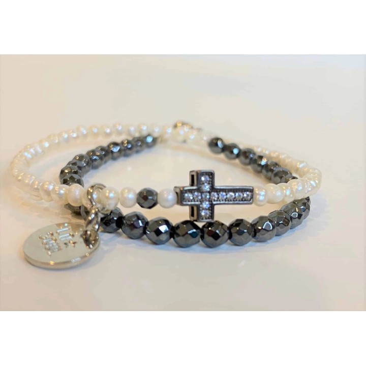 Bracelet Hématite perles d'eau douce