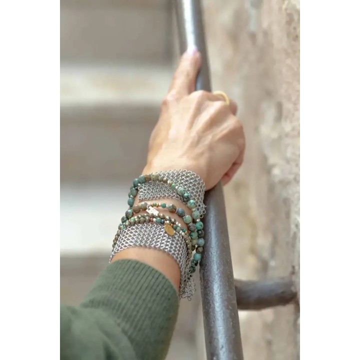 Bracelet cotte de mailles bronze dorée