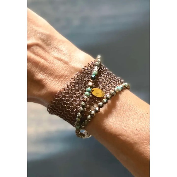 Bracelet cotte de mailles bronze dorée