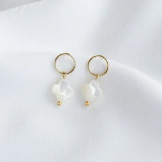 Boucles d'oreilles cercle et trèfle or AURE