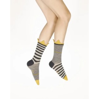 Chaussettes femme laine peignée couronne jaune