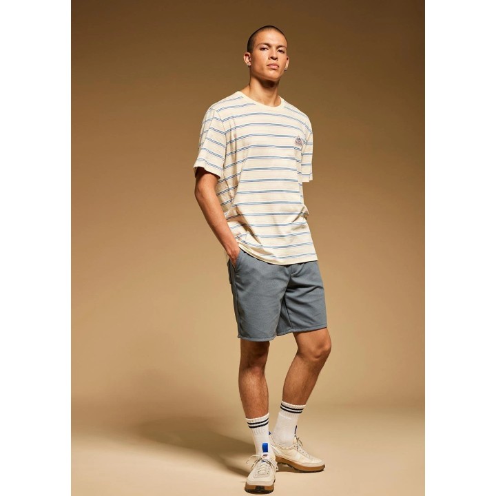 T-shirt unisexe à rayures en coton biologique Pyrenex Horizon Anise flower