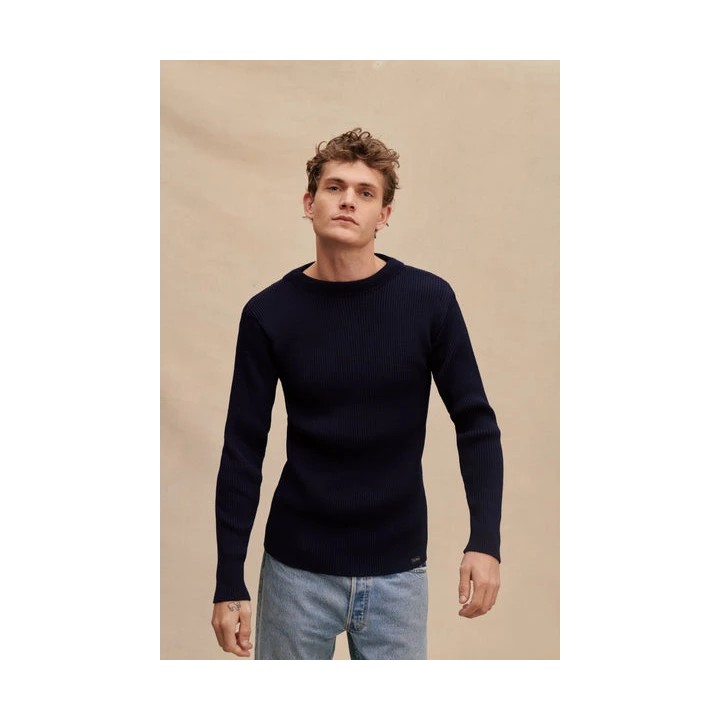 Pull bleu marine d'inspiration militaire pour homme